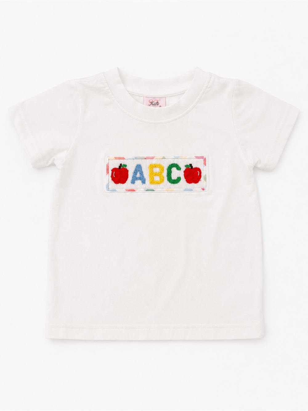 White ABC Apple Smocked Tee - Kids